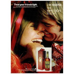1972 I.W. Harper Bourbon Treat Your Friends Light Vintage Print Ad Wall Art
